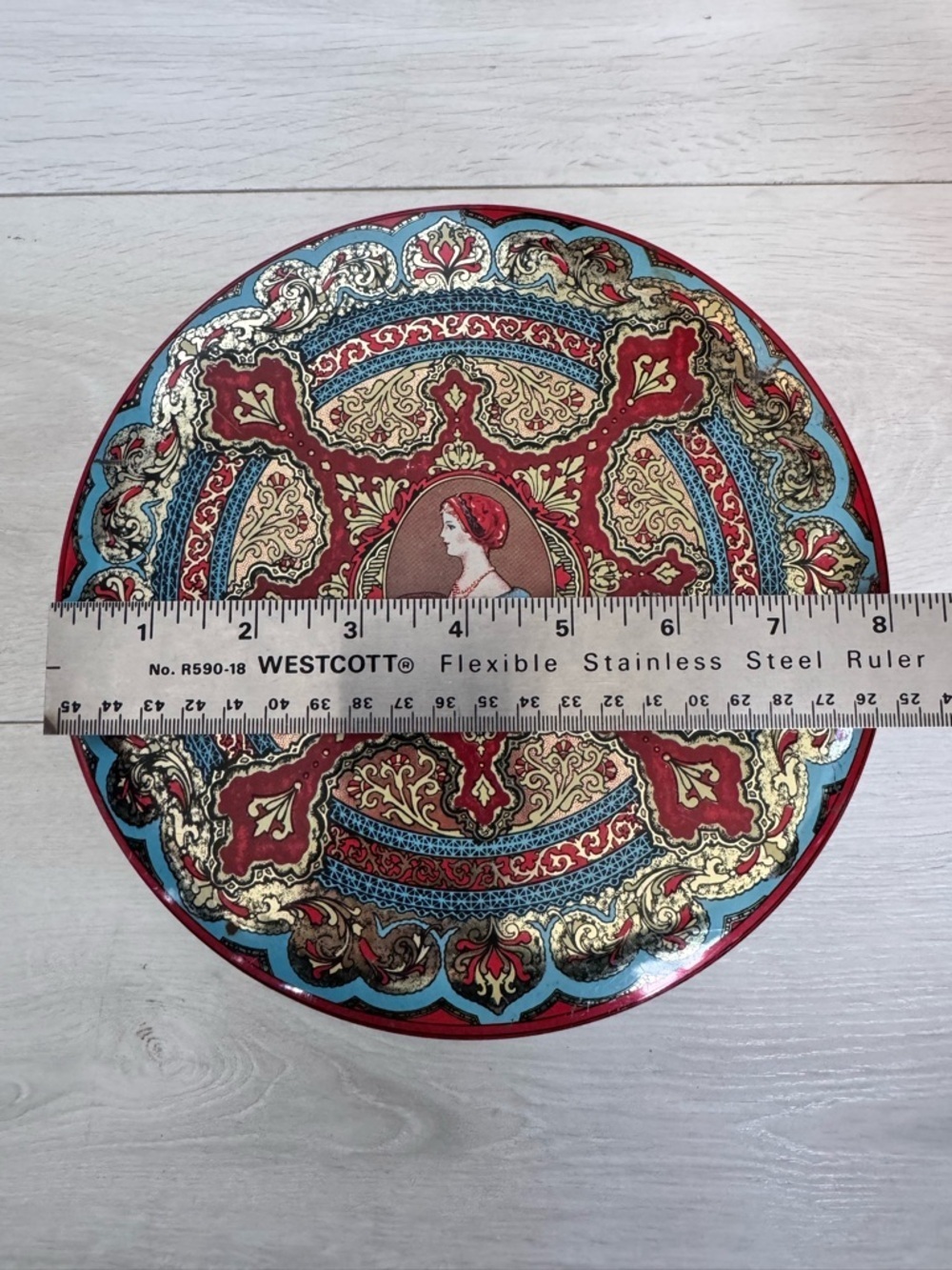 Vintage Wonder Bakeries decorative metal tin w ornate cloisonné-style design - Picture 2 of 5
